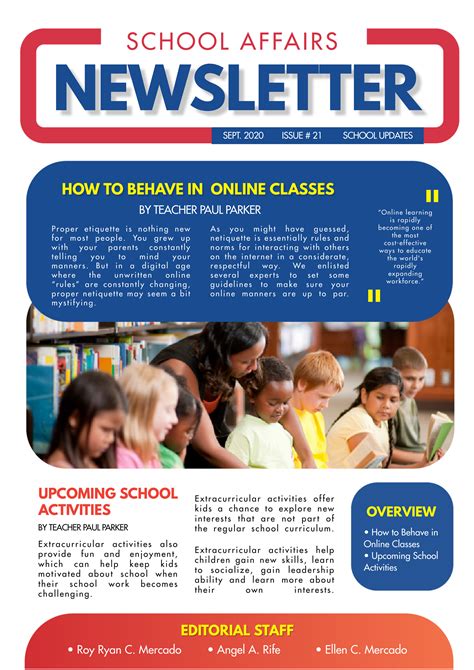 how to write a newsletter for school example