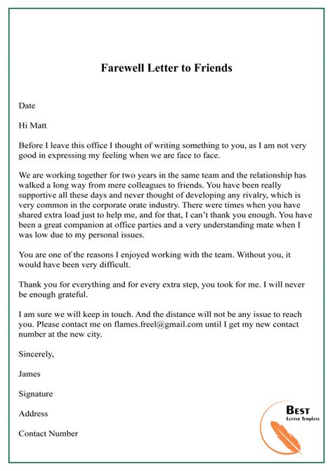 how to write a nice goodbye letter