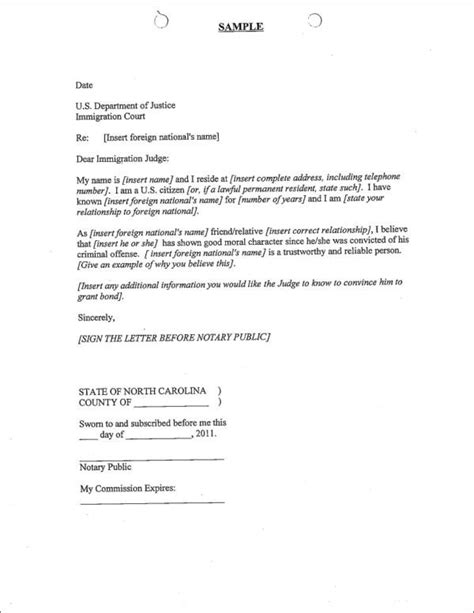 how to write a notarized letter for immigration