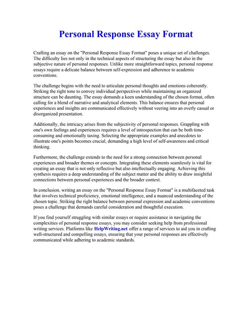 how to write a personal response essay introduction
