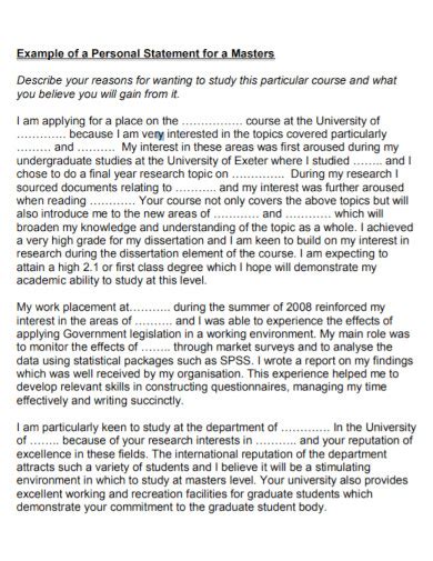 how to write a personal statement for a masters course