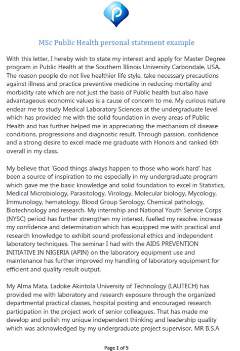 how to write a personal statement for masters in public health