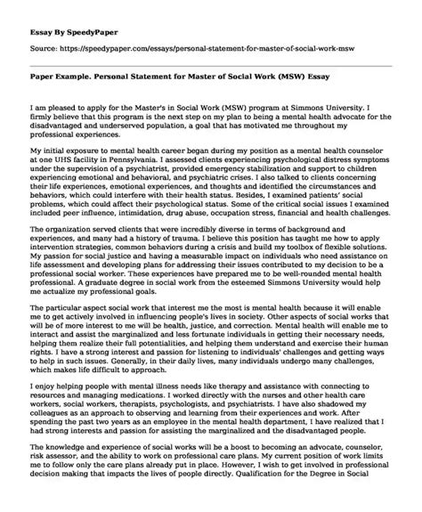 how to write a personal statement for masters in social work