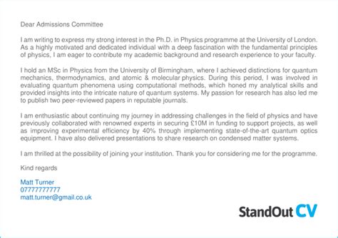 how to write a phd application email