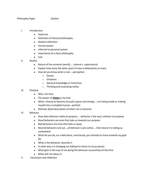 how to write a philosophy paper outline