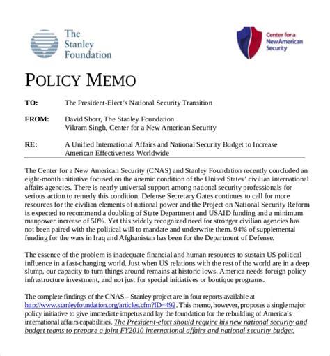 how to write a policy memo format