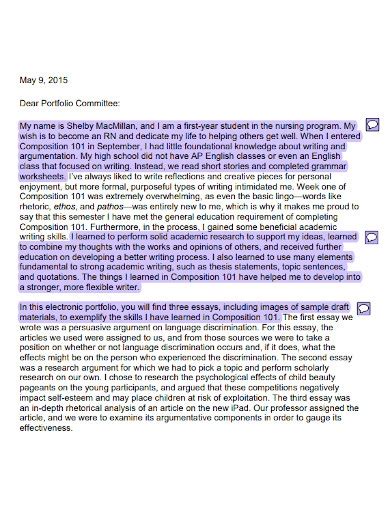 how to write a portfolio introduction sample