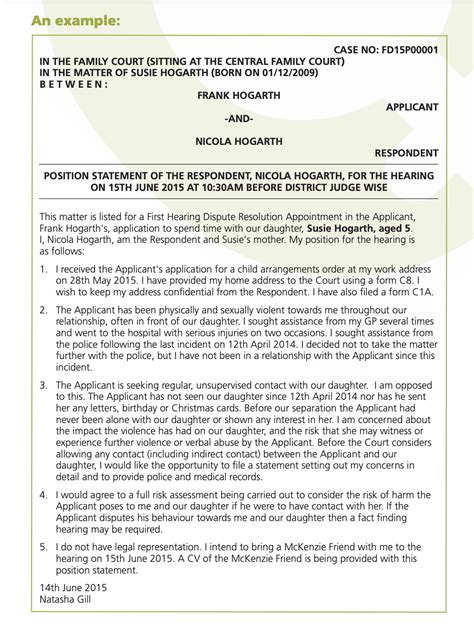 how to write a position statement for court
