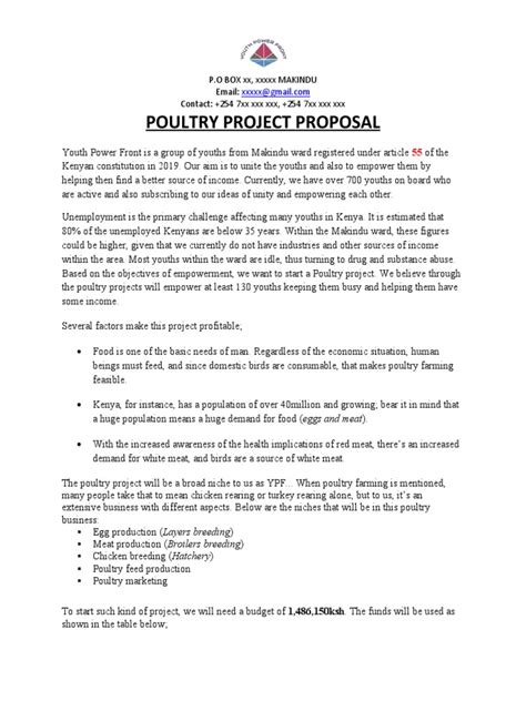how to write a poultry project proposal pdf