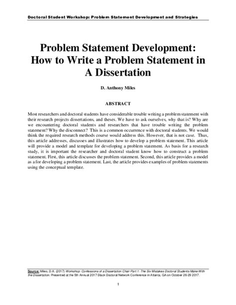 how to write a problem statement for a dissertation