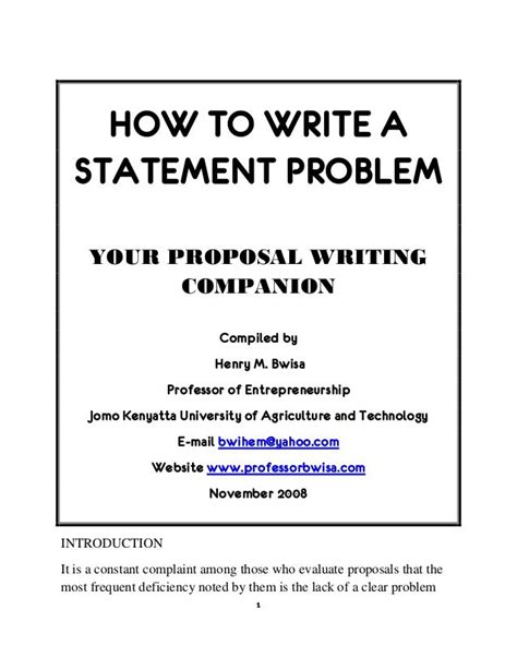 how to write a problem statement for phd thesis