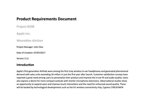 how to write a product design document