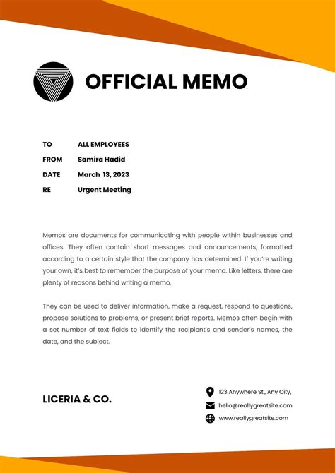 how to write a professional memo template