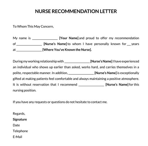 how to write a professional reference letter for a nurse