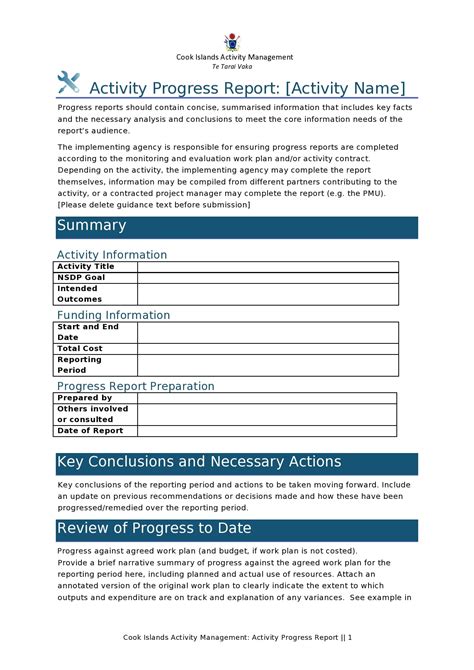 how to write a progress report template