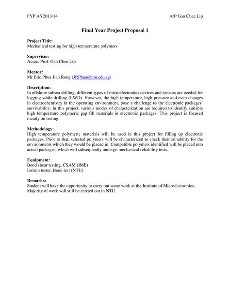 how to write a project proposal for final year student