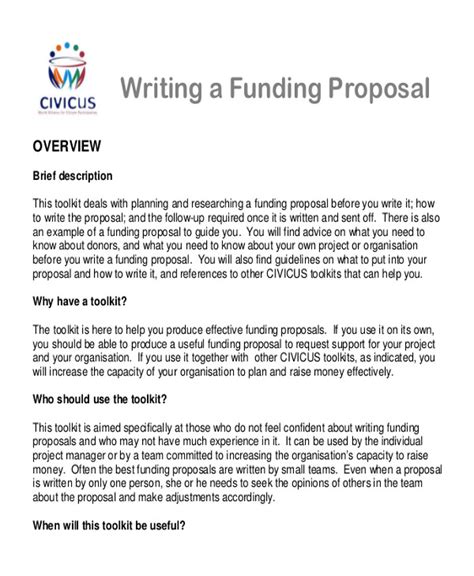 how to write a project proposal for funding pdf