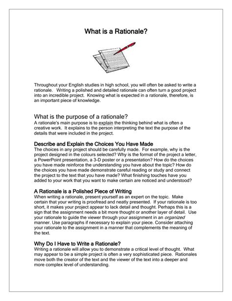 how to write a project rationale example