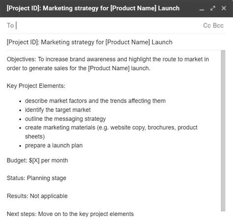 how to write a project summary email