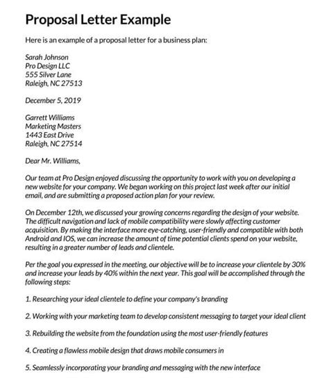 how to write a proposal letter for work