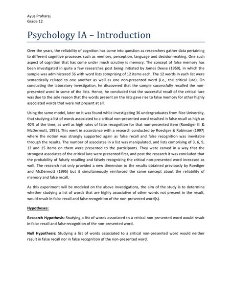 how to write a psychology ia introduction
