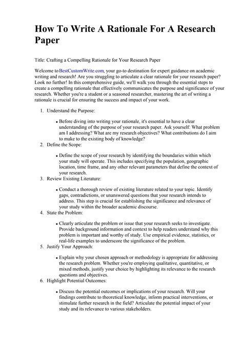 how to write a rationale for a thesis