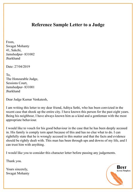 how to write a recommendation letter to a judge