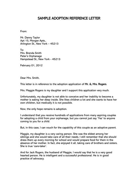 how to write a reference letter for a friend for adoption