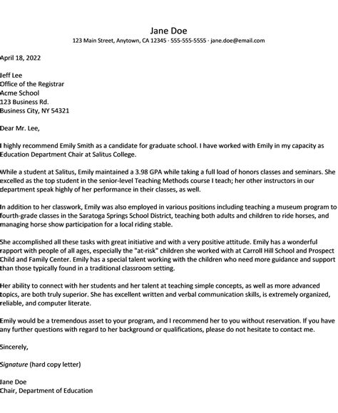 how to write a reference letter for postgraduate student