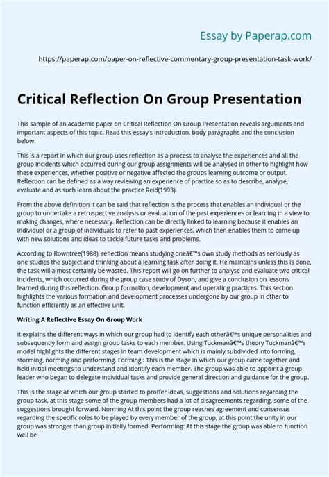 how to write a reflection on a group presentation