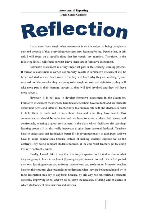 how to write a reflection paper about a lesson