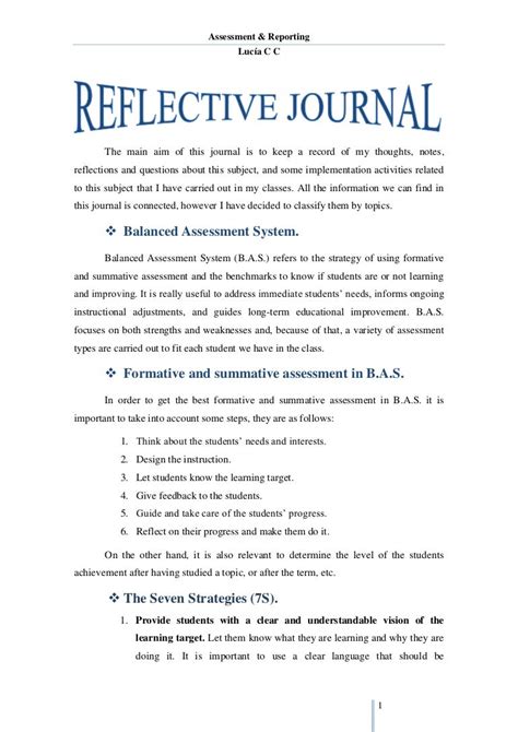how to write a reflective journal for university