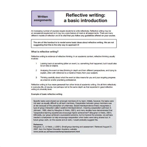 how to write a reflective journal template