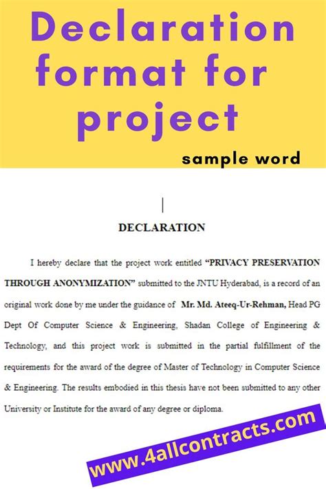 how to write a report declaration