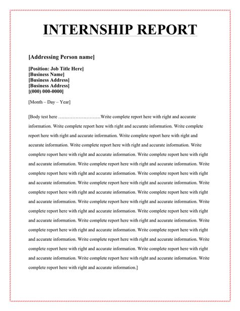 how to write a report for internship pdf