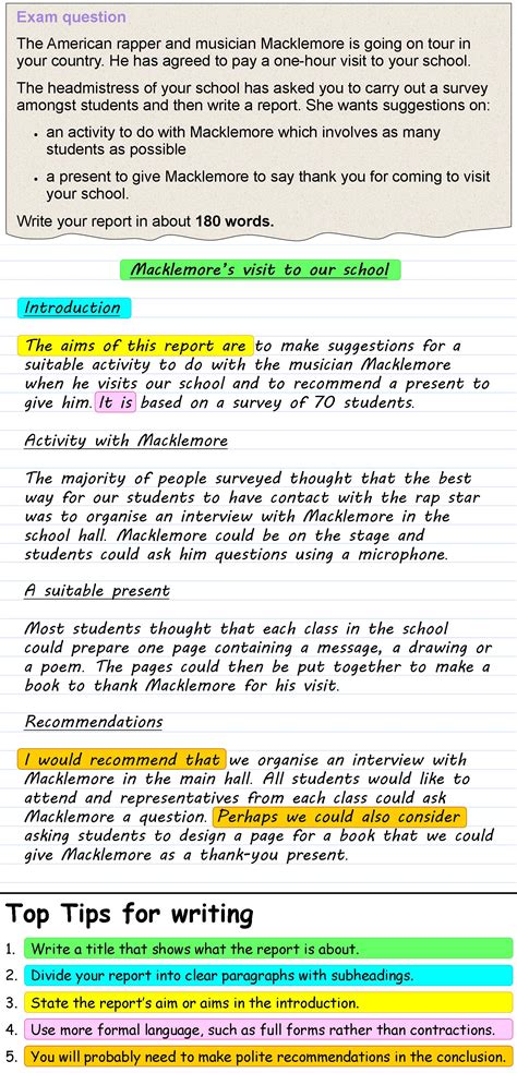 how to write a report igcse esl