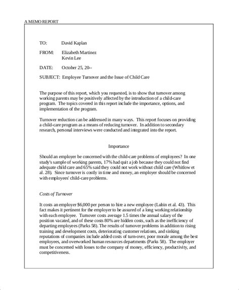 how to write a report in memorandum format
