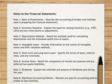 how to write a report on financial statements