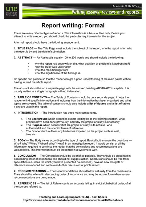 how to write a report sample for students pdf