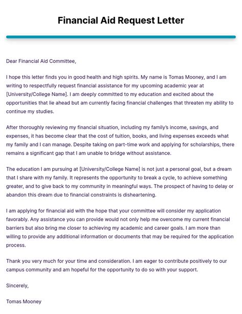 how to write a request letter for financial assistance