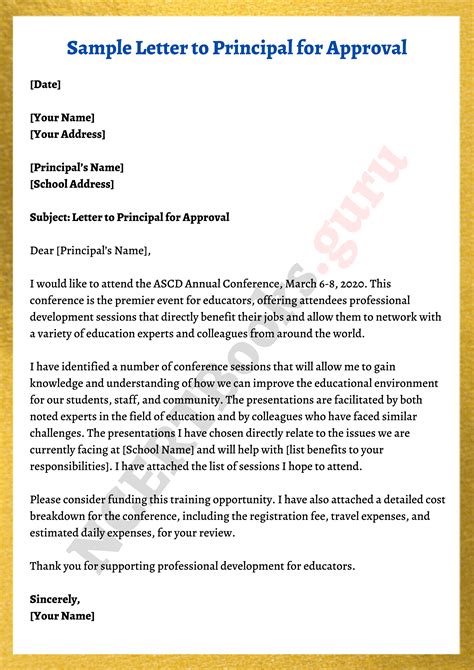 how to write a request letter to principal for approval