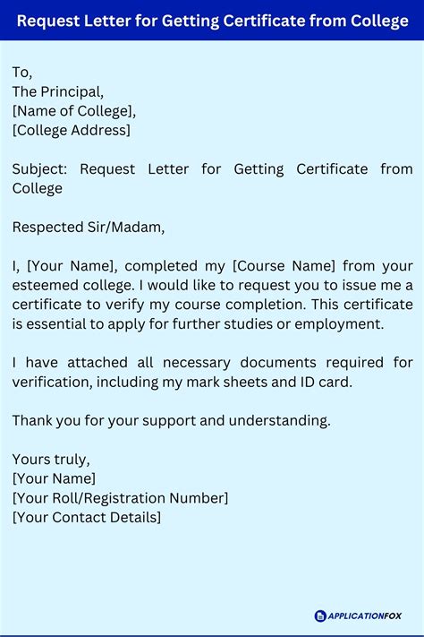 how to write a request letter to principal for course certificate