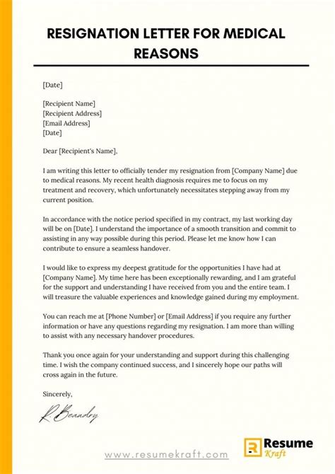 how to write a resignation letter based on medical grounds