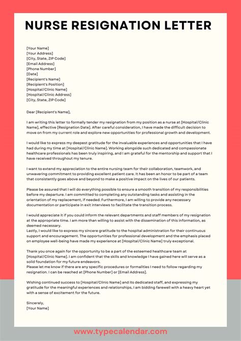 how to write a resignation letter for nurses