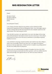 how to write a resignation letter nhs