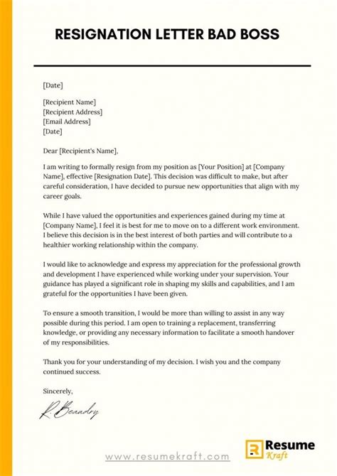 how to write a resignation letter to an abusive boss