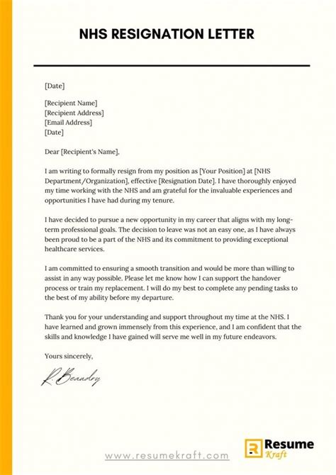 how to write a resignation letter uk nhs