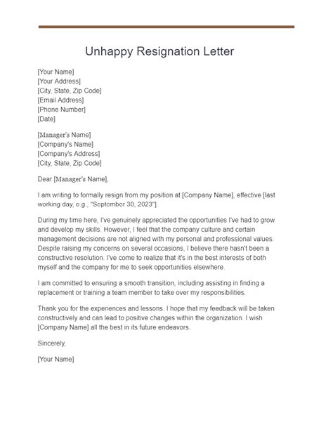 how to write a resignation letter when you are not happy