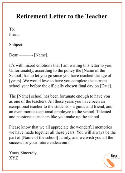 how to write a retirement resignation letter from teaching