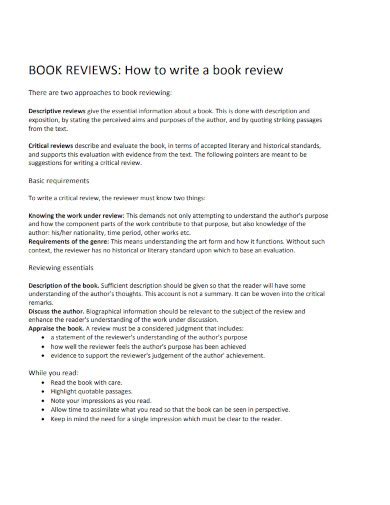 how to write a review of a book sample
